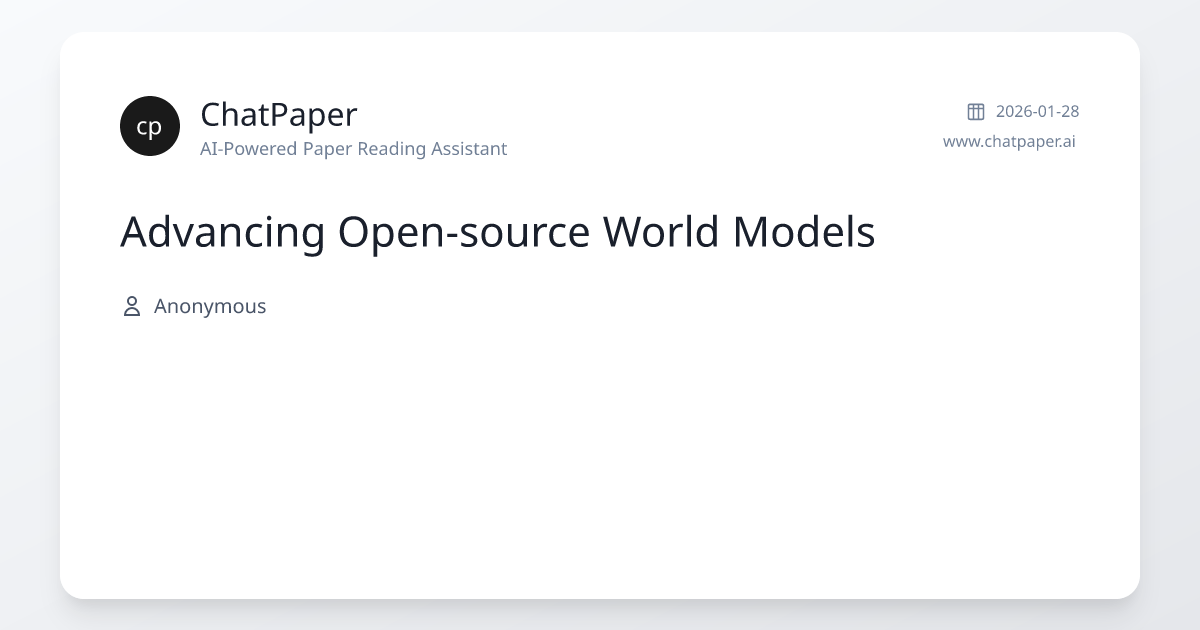 Advancing Open-source World Models - Paper Details