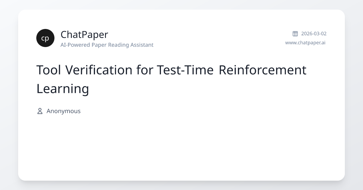 Tool Verification for Test-Time Reinforcement Learning - Paper Details