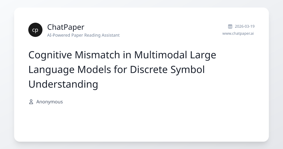Cognitive Mismatch in Multimodal Large Language Models for Discrete ...